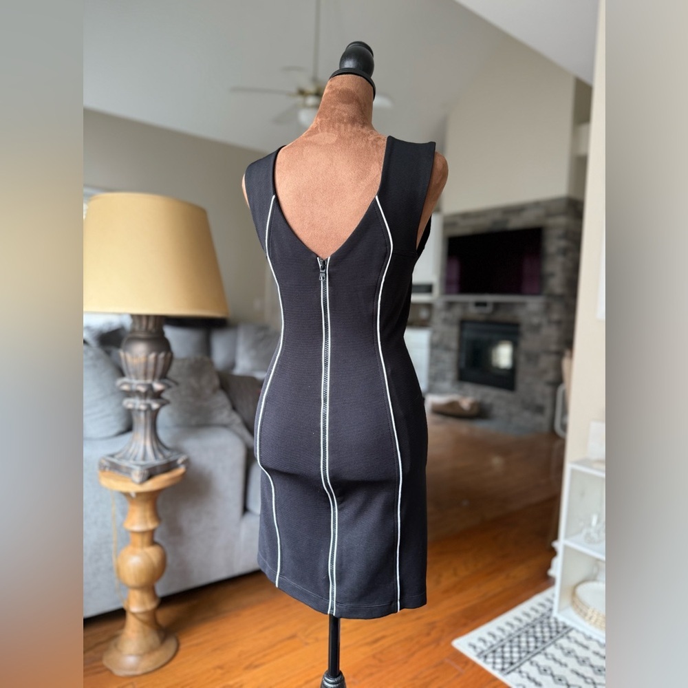 Armani Exchange Black Mini Dress with White Piping - Picture 6 of 6
